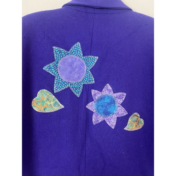 Radcliffe Vintage Purple Wool Funky Patchwork Embroidered Button Blazer Coat 16 - Picture 10 of 13